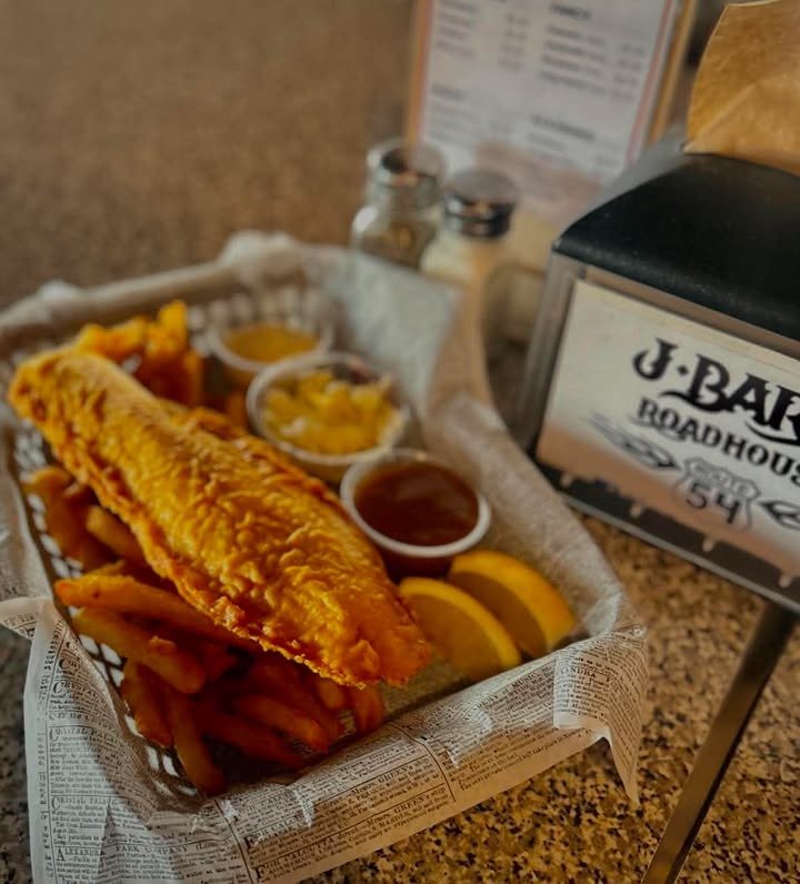 Fish and chips served at J-Bar-T Roadhouse