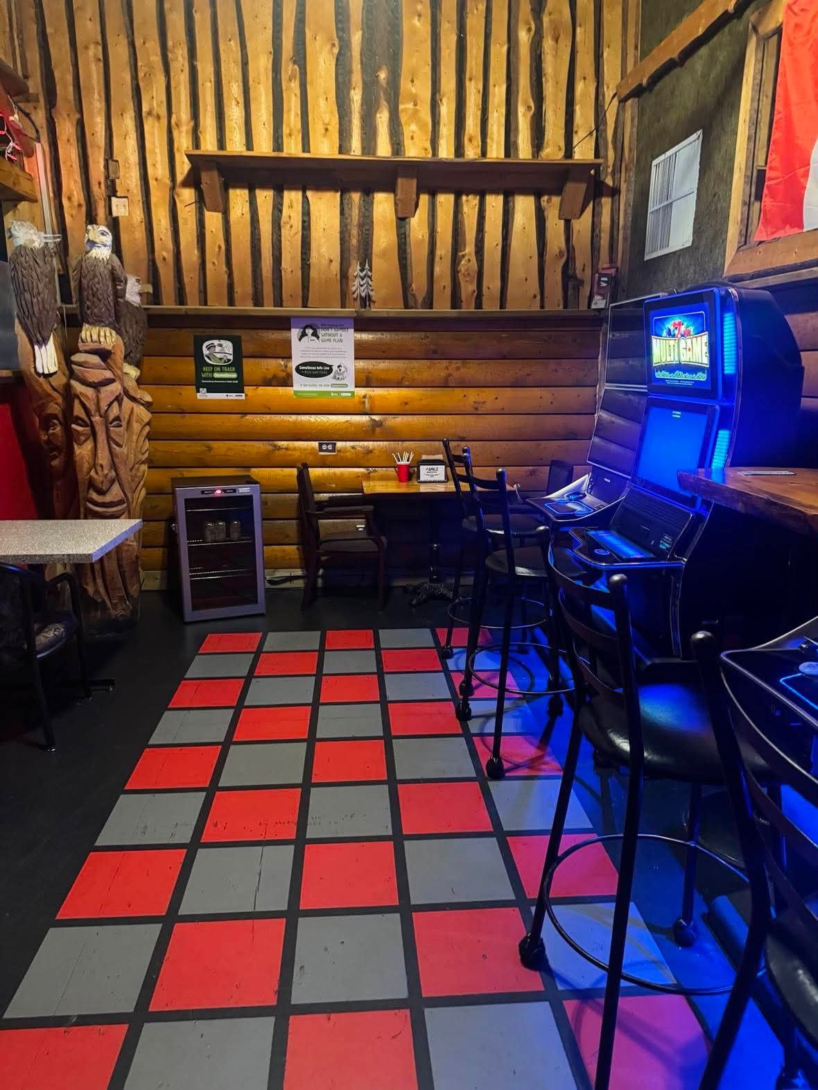 J-Bar-T Roadhouse arcade and rustic interior